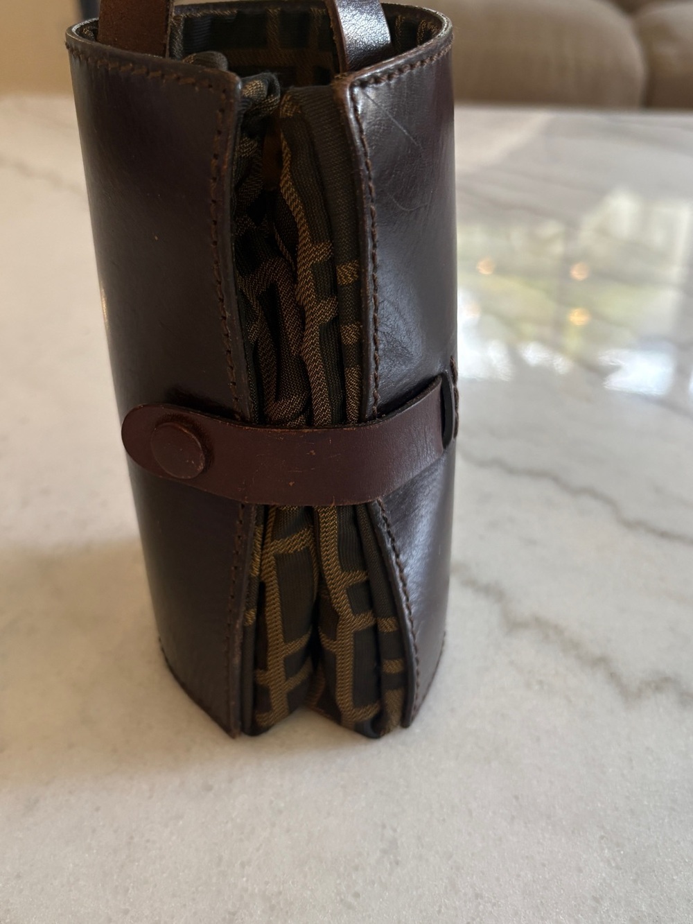 Vintage Fendi Brown Zucca FF Logo Tote Handbag Packable / Foldable - Picture 12 of 12